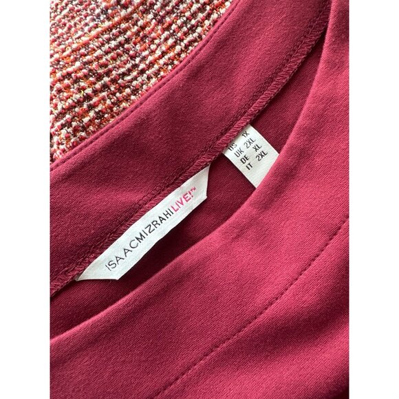 Isaac Mizrahi Live! Dress Two-Tone Boat Neck Short Sleeve Tweed Skirt Size 1X - Picture 4 of 5